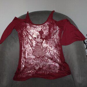 Cute, but nice Disney Minnie Mouse cold shoulder blouse
